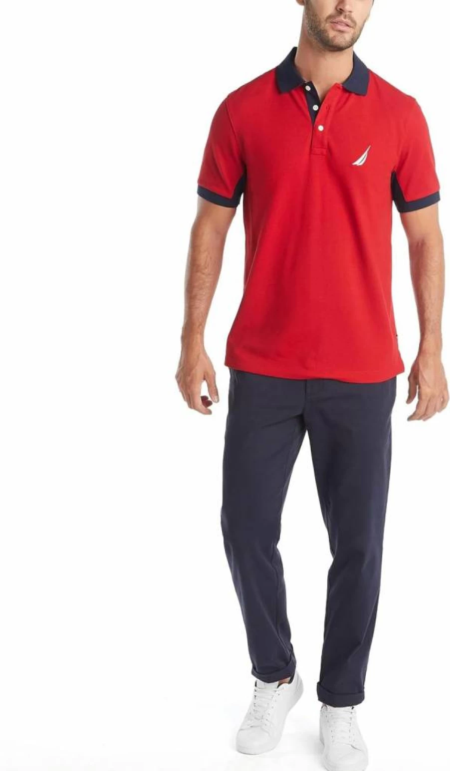 Nautica Men's Classic Fit Performance Polo Shirt - Breathable Short Sleeve Pique Golf Shirt for Men