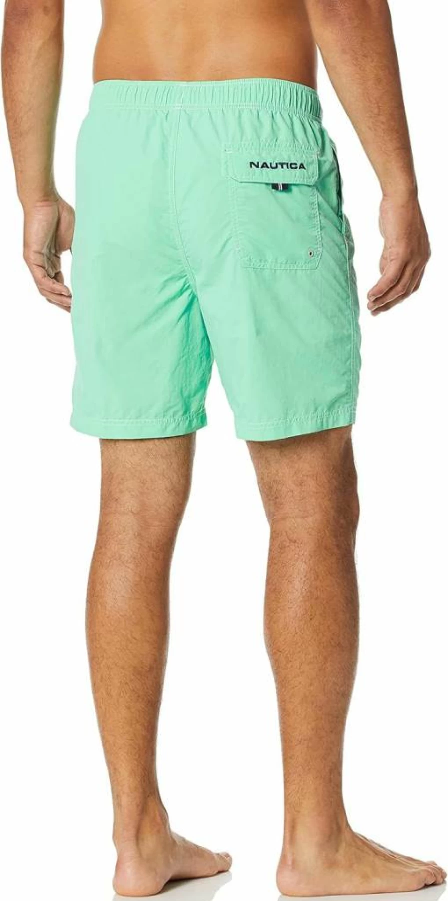 Nautica Men's Quick Dry Swim Trunks with Classic Logo - Solid Color Beach Shorts for Swimming