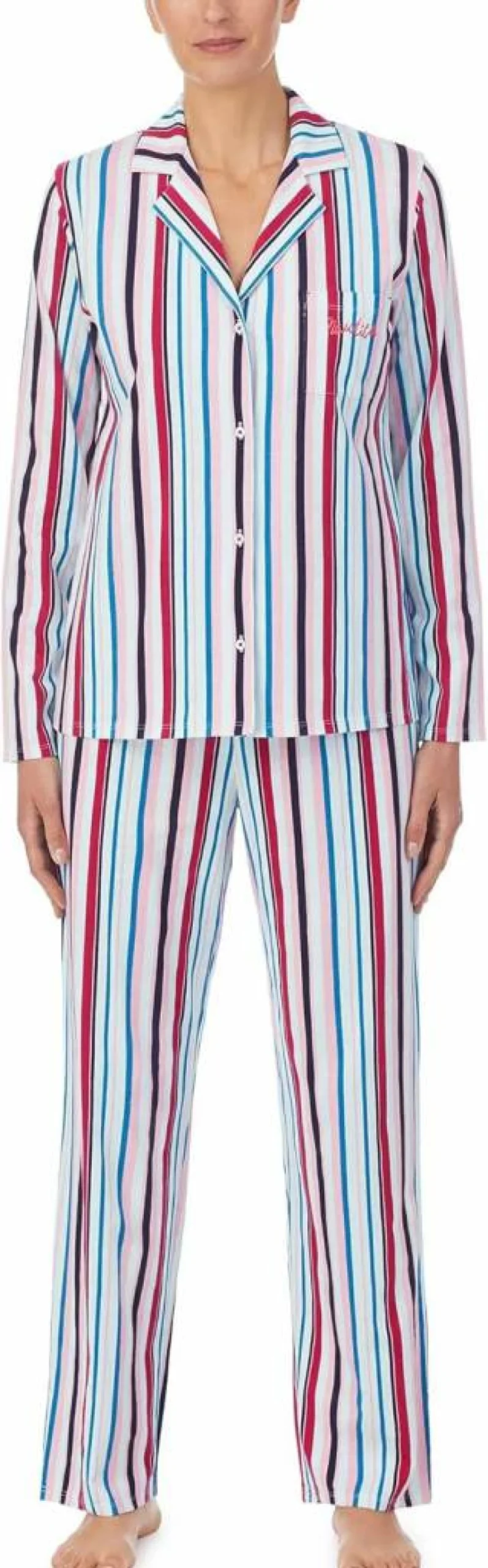 Nautica Women's 2-Piece Pajama Set - Long Sleeve Button-Down Sleep Shirt & Comfortable Pants for Cozy Nights