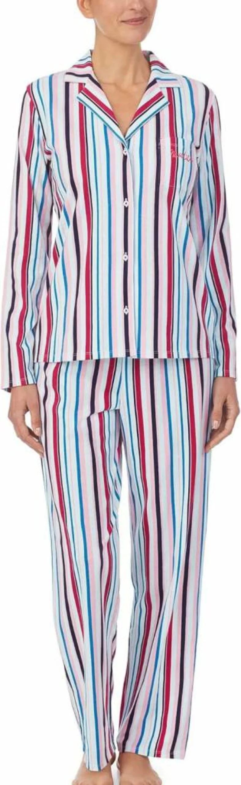 Nautica Women's 2-Piece Pajama Set - Long Sleeve Button-Down Sleep Shirt & Comfortable Pants for Cozy Nights