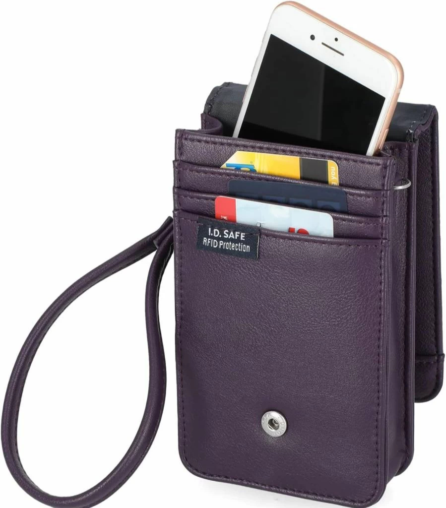 Nautica Catalina RFID Vegan Leather Crossbody Purse for Women - Compact Travel Shoulder Bag, Purple
