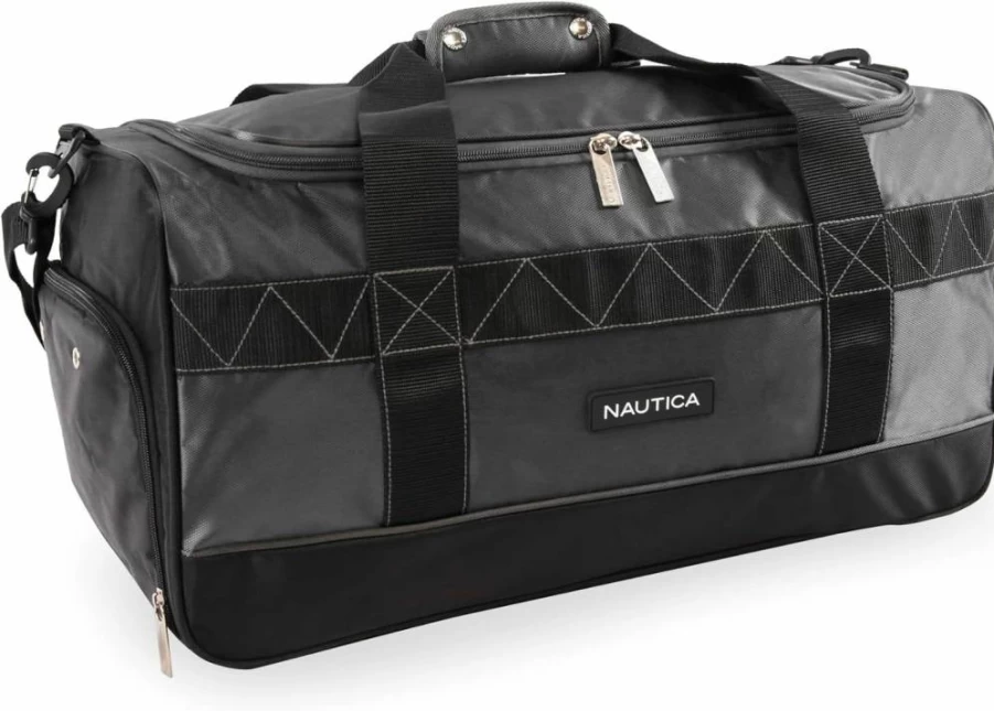 Nautica 22 Inch Dark Charcoal Sport Duffel Bag for Gym Travel and Sports Gear