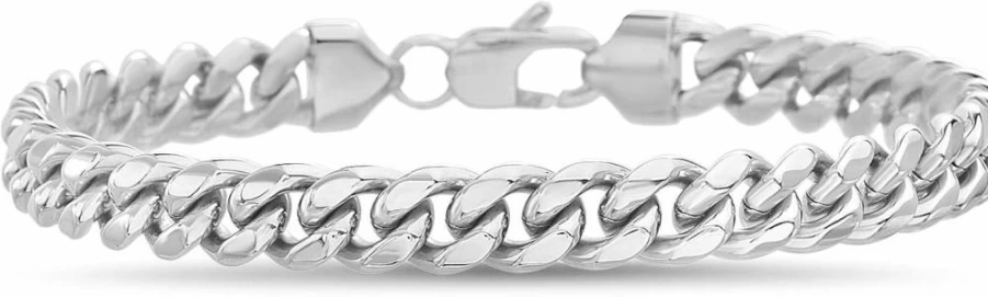 Nautica Men's Stainless Steel Cuban Link Bracelet with Lobster Clasp - Durable Fashion Jewelry for Men