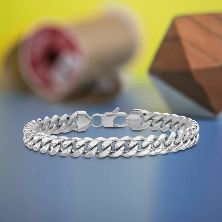 Nautica Men's Stainless Steel Cuban Link Bracelet with Lobster Clasp - Durable Fashion Jewelry for Men