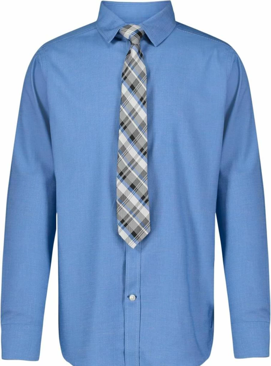 Nautica Boys' Formal Long Sleeve Dress Shirt with Collar and Tie for Kids