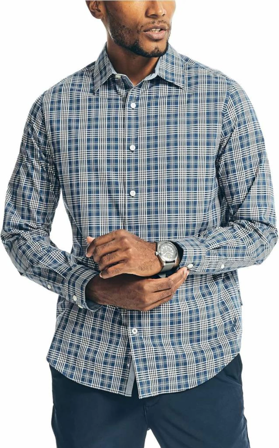 Nautica Men's Navtech Plaid Flannel Shirt - Classic Fit Casual Button-Down for Men