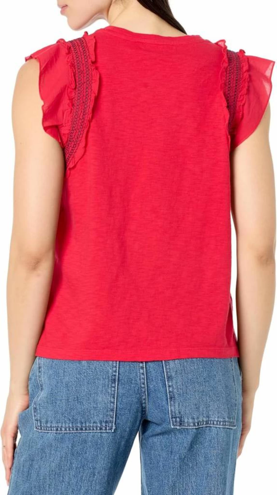 Nautica Women's Ruffled Short Sleeve Crew Neck Blouse - Casual Summer Top