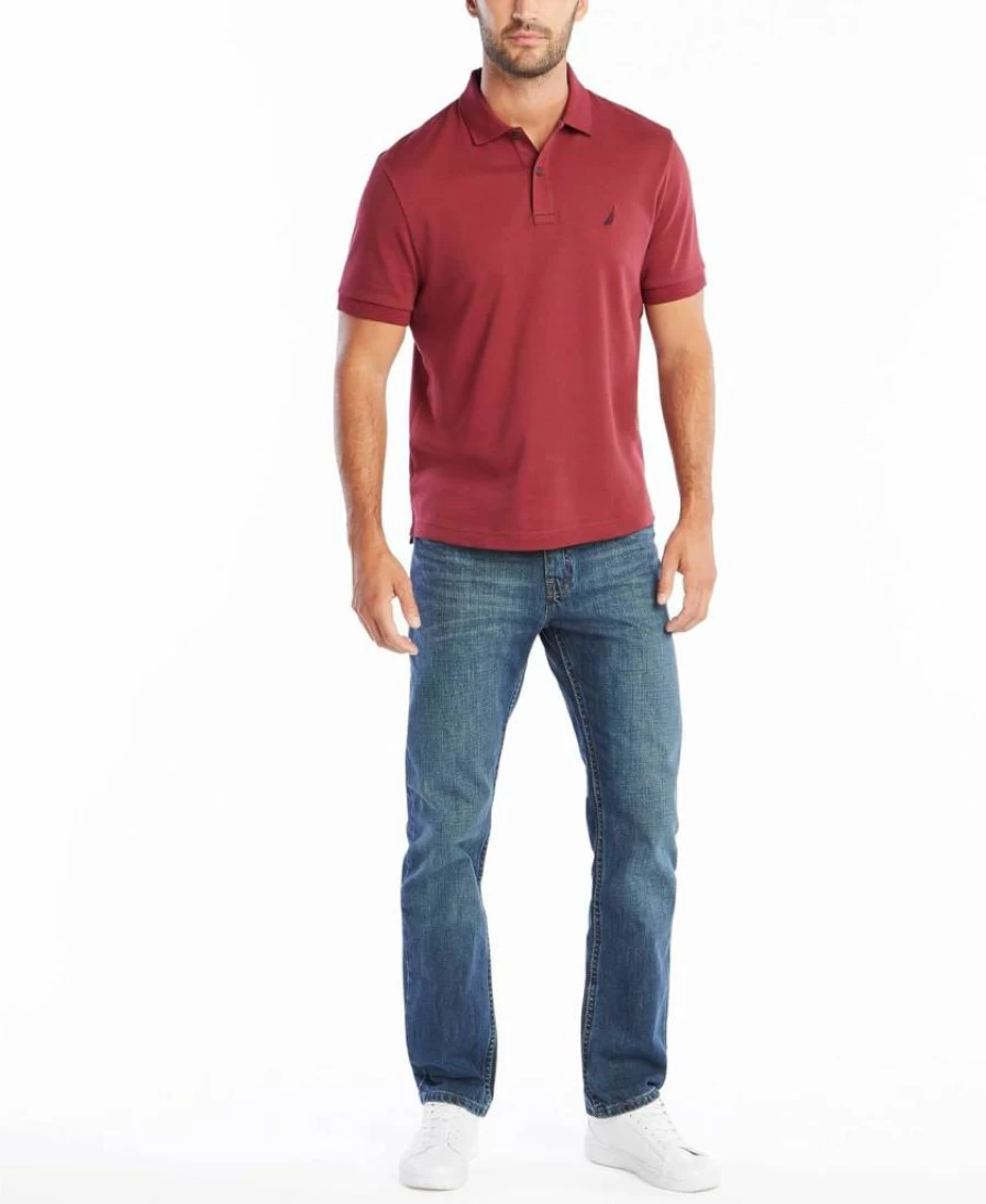 Nautica Men's Soft Cotton Classic Fit Solid Polo Shirt Short Sleeve Casual Top