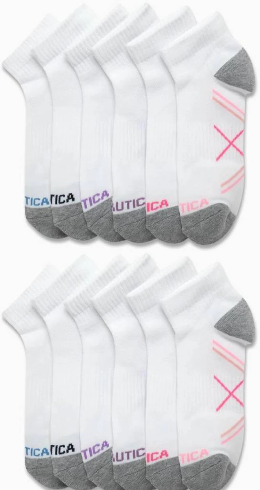 Nautica Women's 12-Pack Athletic Socks - Moisture-Wicking Cushioned Comfort with Arch Support (Size 4-10) Quarter Cut Sports Socks