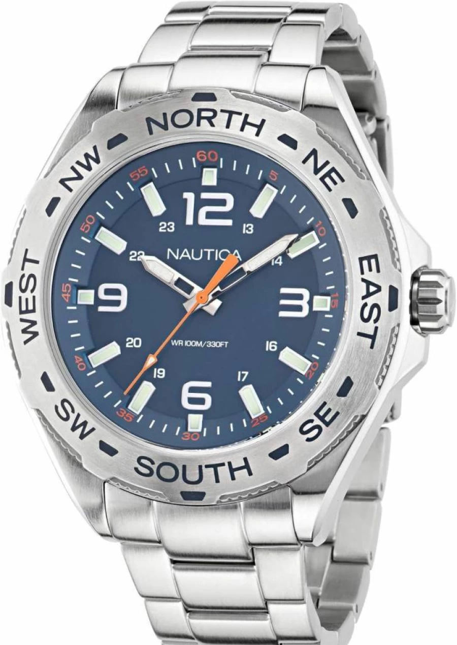 Nautica Men's Clearwater Beach Stainless Steel Bracelet Watch - Recycled Material, Water-Resistant