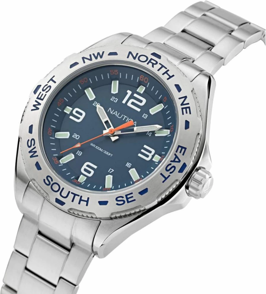 Nautica Men's Clearwater Beach Stainless Steel Bracelet Watch - Recycled Material, Water-Resistant