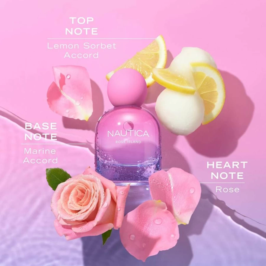 Nautica For Her Rose Island Body Mist for Women - 8.4 Fl Oz, Long Lasting Vegan Fragrance with Lemon, Rose & Musk Notes, Mood-Boosting Perfume Spray
