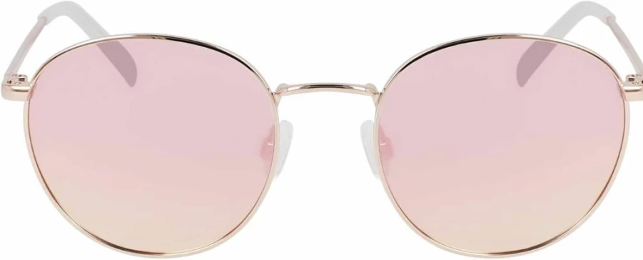 NAUTICA N100SP Polarized Round Sunglasses for Men & Women, Rose Gold Frame, UV Protection, One Size, Classic Aviator Style