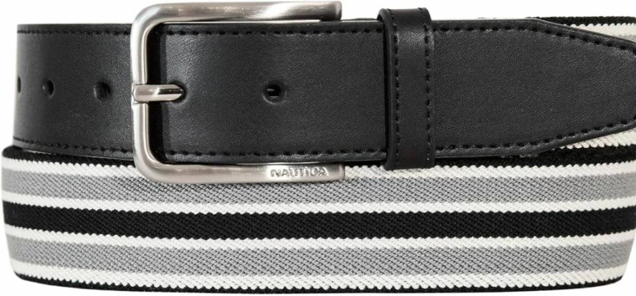 Nautica Men's Classic Elastic Stretch Belt with Metal Buckle - Adjustable for Business, Work & Casual Wear
