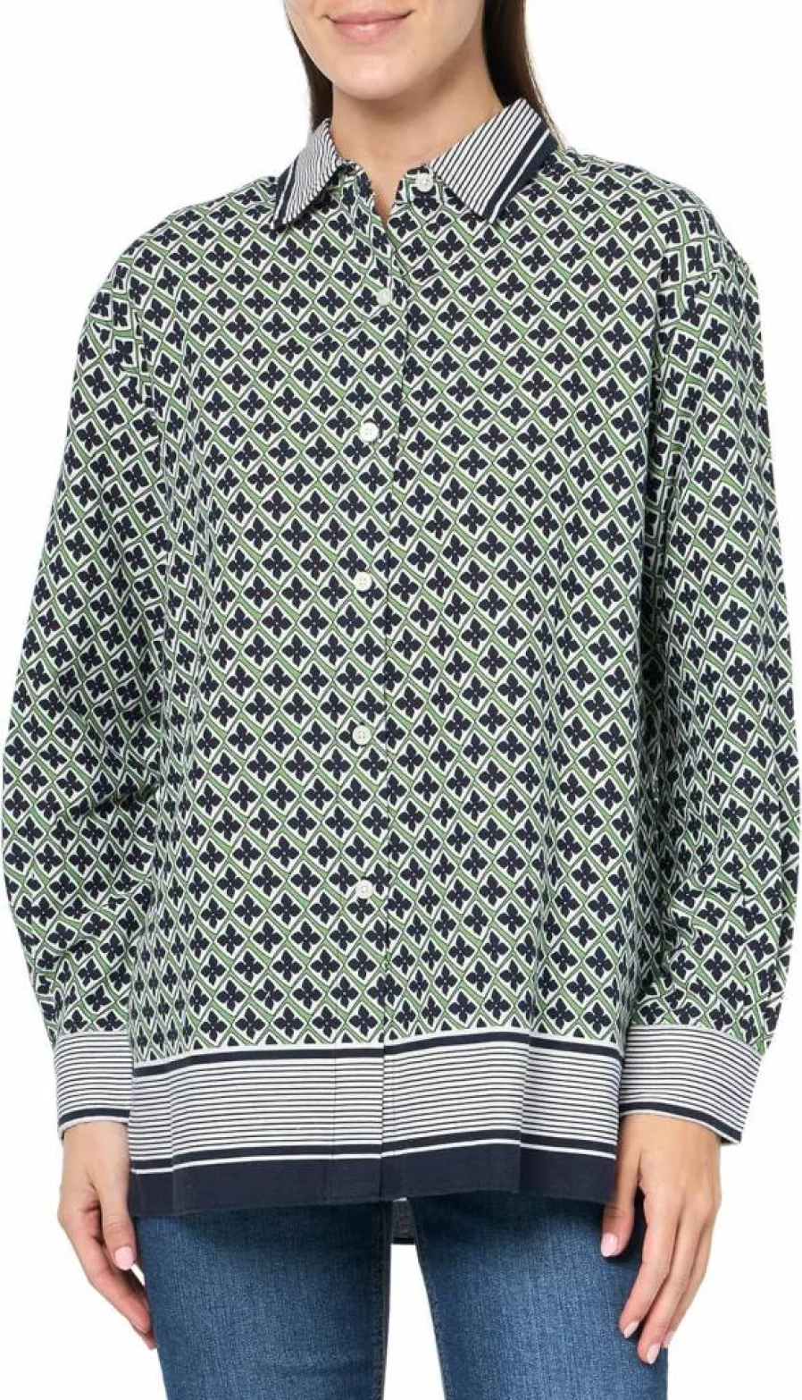 Nautica Women's Linen Blend Long Sleeve Button-Down Shirt – Classic Casual Top for Women