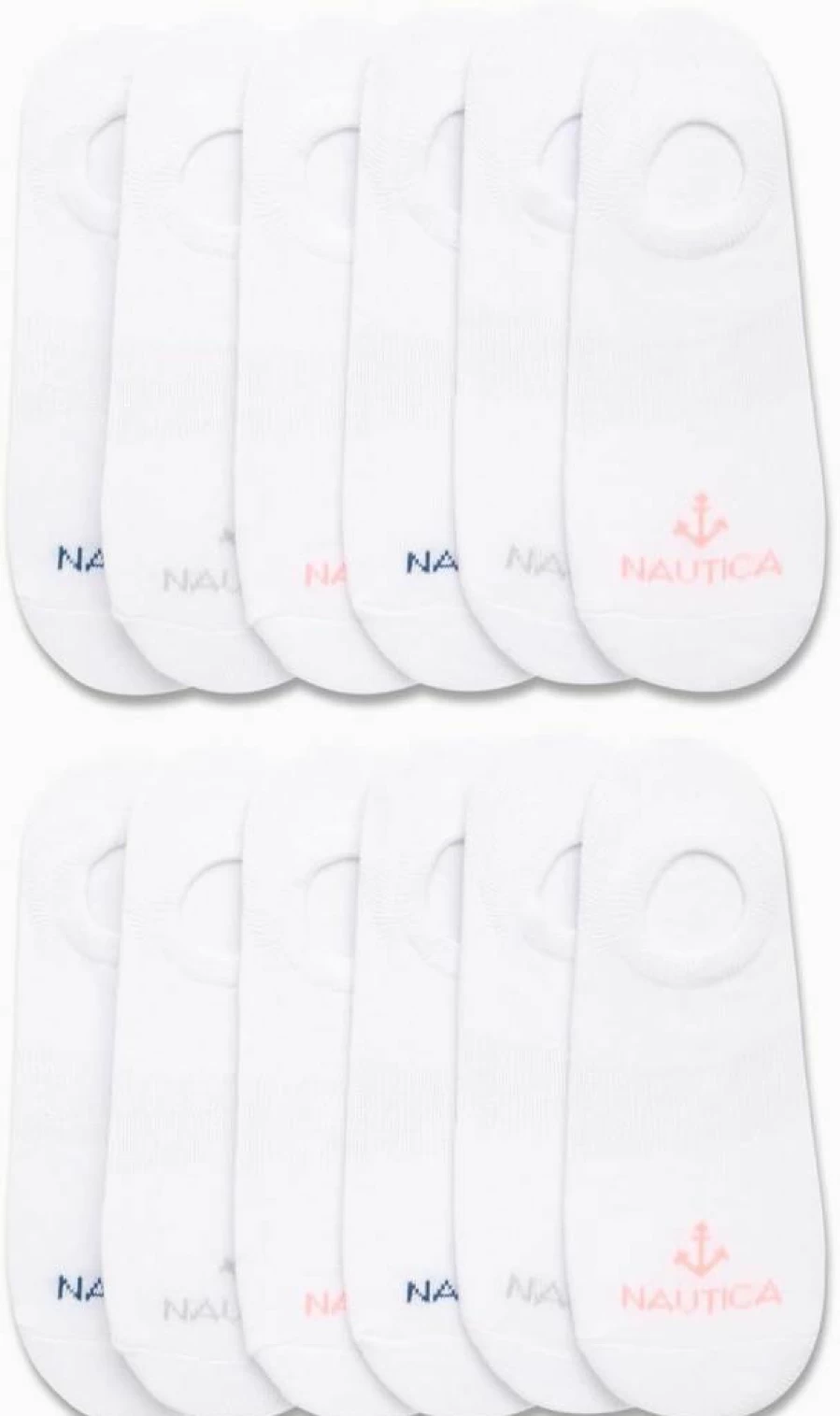 Nautica Women's 12-Pack No-Show Socks - Moisture-Wicking, Non-Slip, Breathable Cuff Liners for Comfort & Style