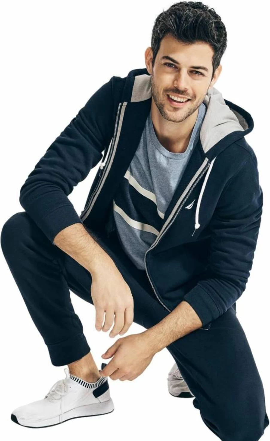 Nautica Men's Fleece Full-Zip Hoodie with Anchor Design - Comfortable Pullover Jacket for Casual Wear