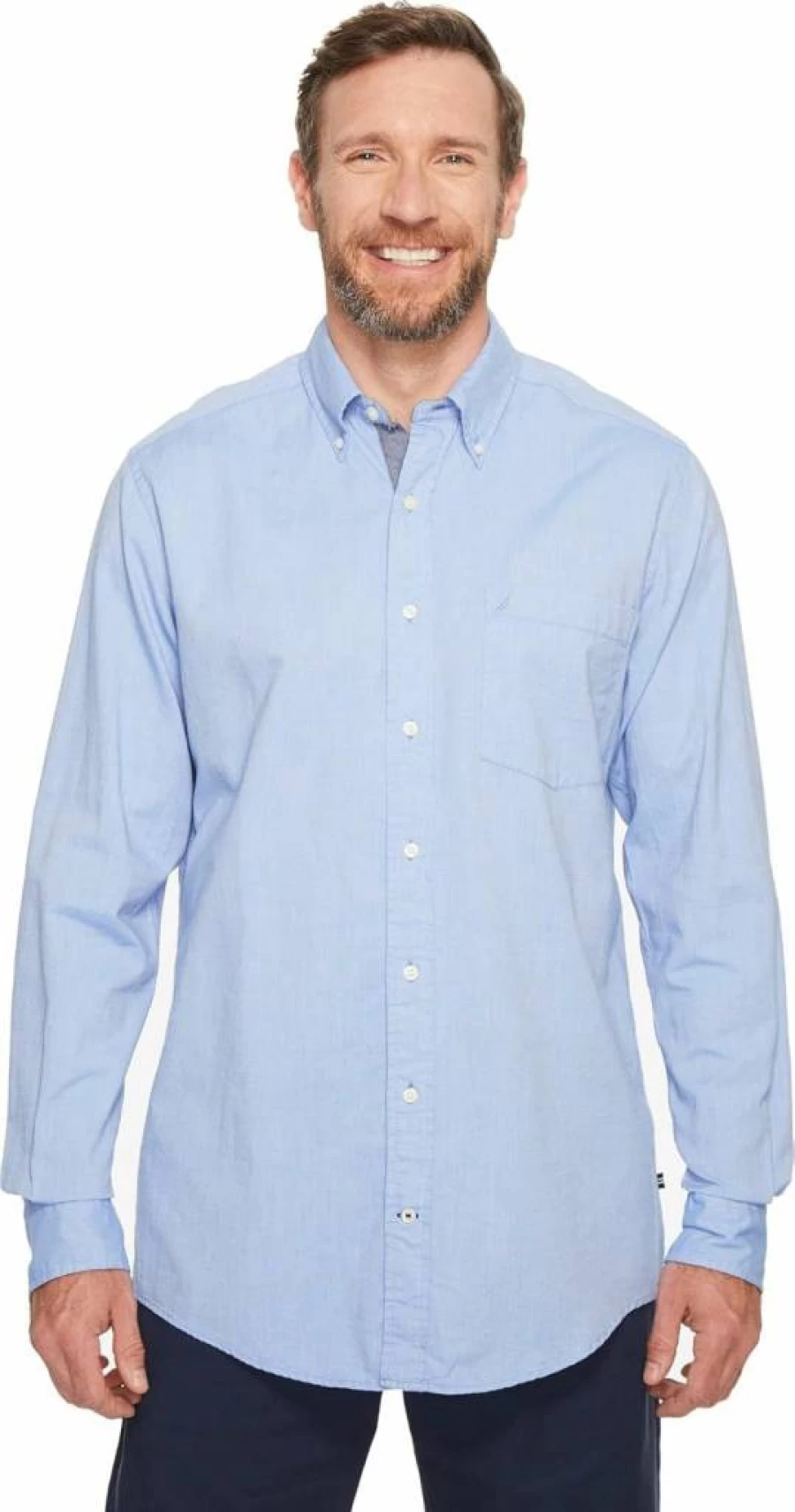 Nautica Men's Solid Oxford Long Sleeve Button-Down Shirt for Casual Wear