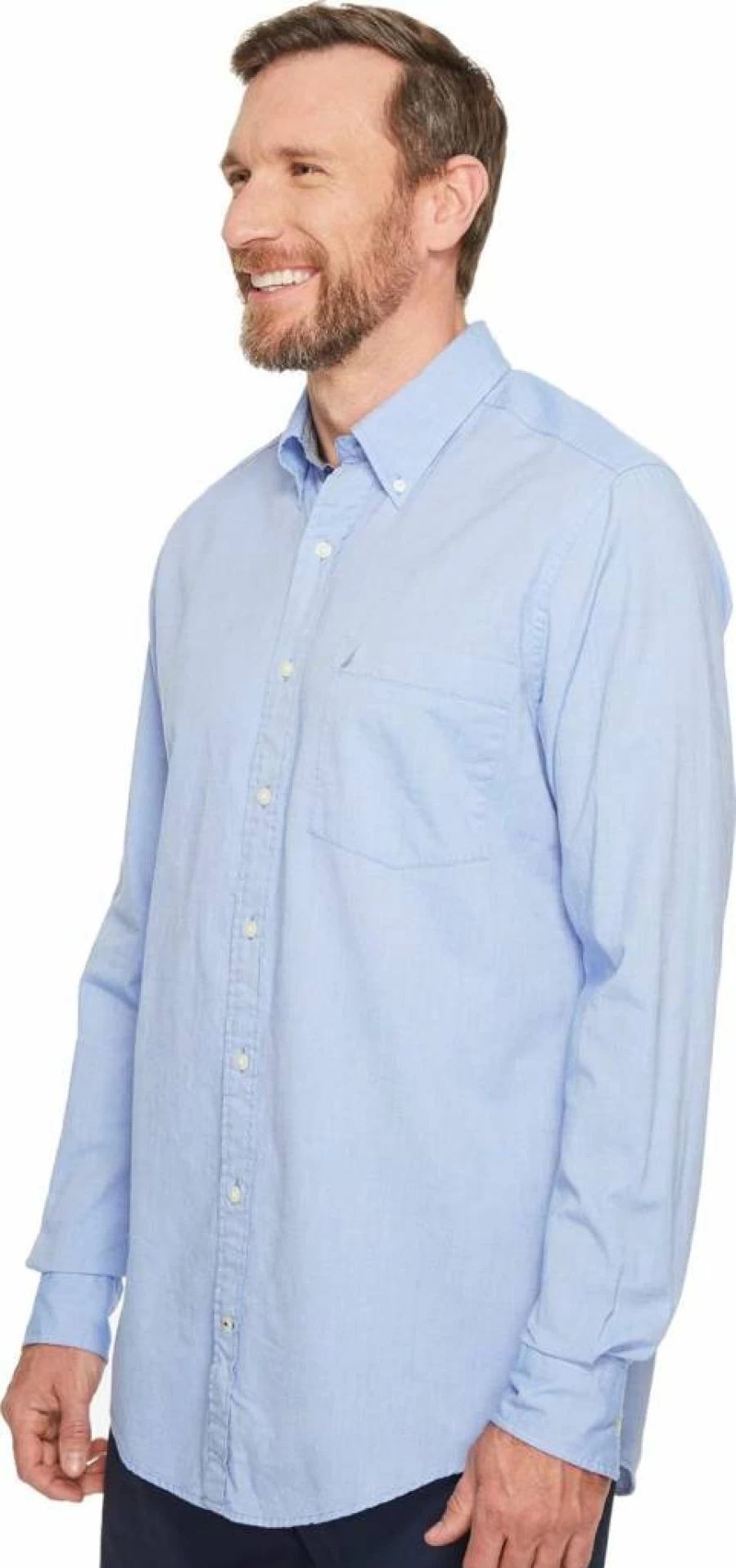 Nautica Men's Solid Oxford Long Sleeve Button-Down Shirt for Casual Wear