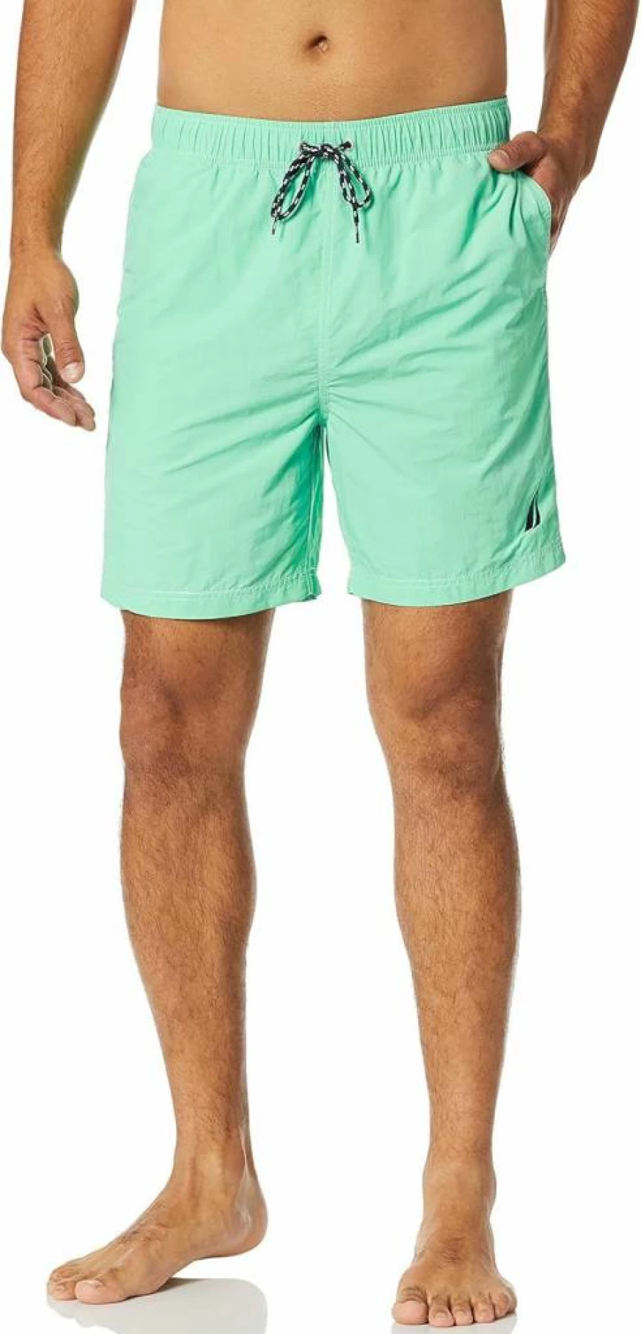 Nautica Men's Quick Dry Swim Trunks with Classic Logo - Solid Color Beach Shorts for Swimming