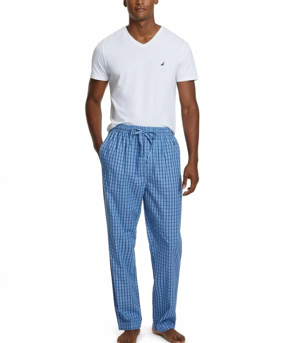 Nautica Men's 100% Cotton Elastic Waistband Sleep Pajama Pants - Soft Woven Lounge Pants for Comfortable Nightwear