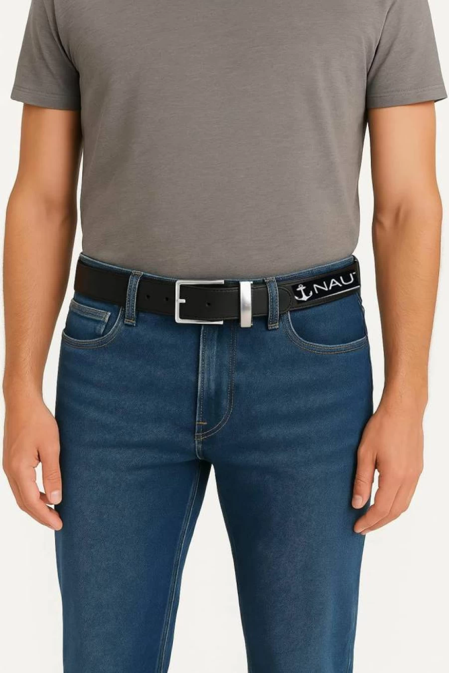 Nautica Men's Reversible Leather Belt with Metal Buckle – 2-in-1 Design for Casual, Business & Dress Occasions