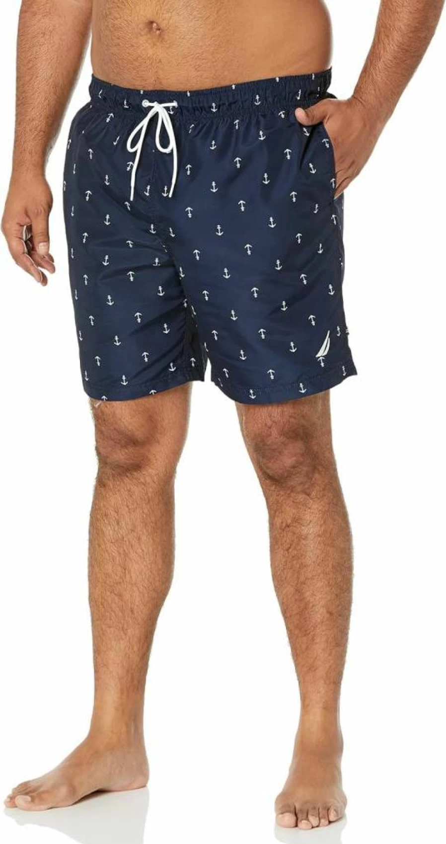 Nautica Men's Quick Dry Swim Trunks with Classic Anchor Print - Comfortable Beach Shorts for Swimming