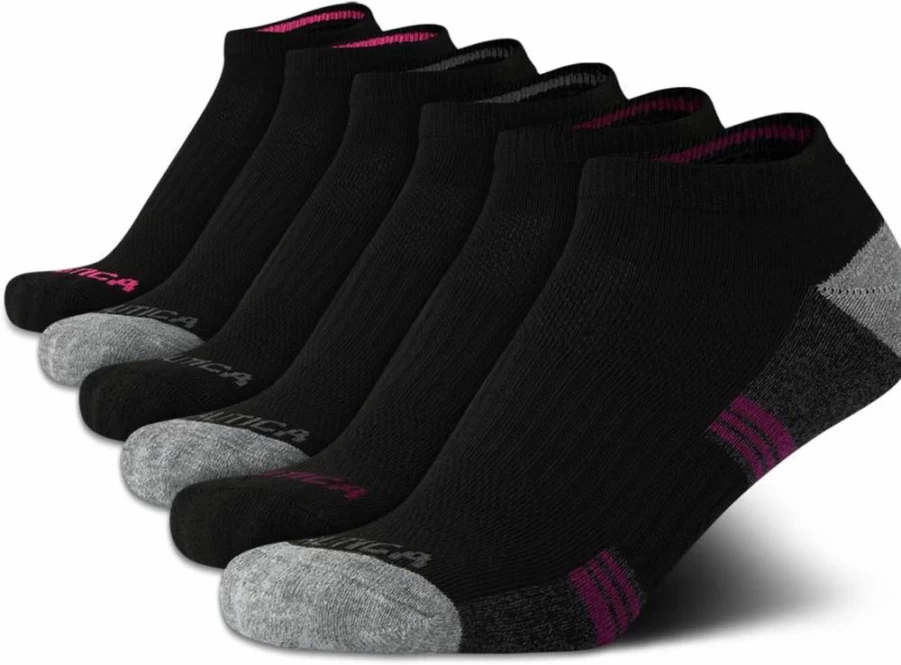 Nautica Women's Athletic Low Cut Socks 6-Pack - Cushioned Comfort for Running & Sports