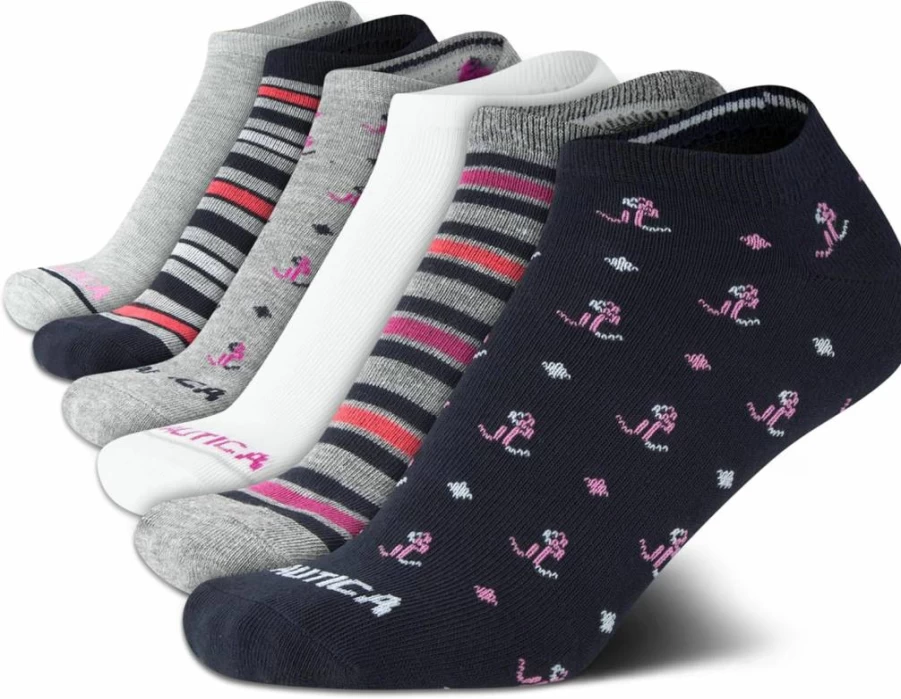 Nautica Women's Lightweight Athletic Low Cut Socks 6-Pack - Breathable Comfort for Active Lifestyles