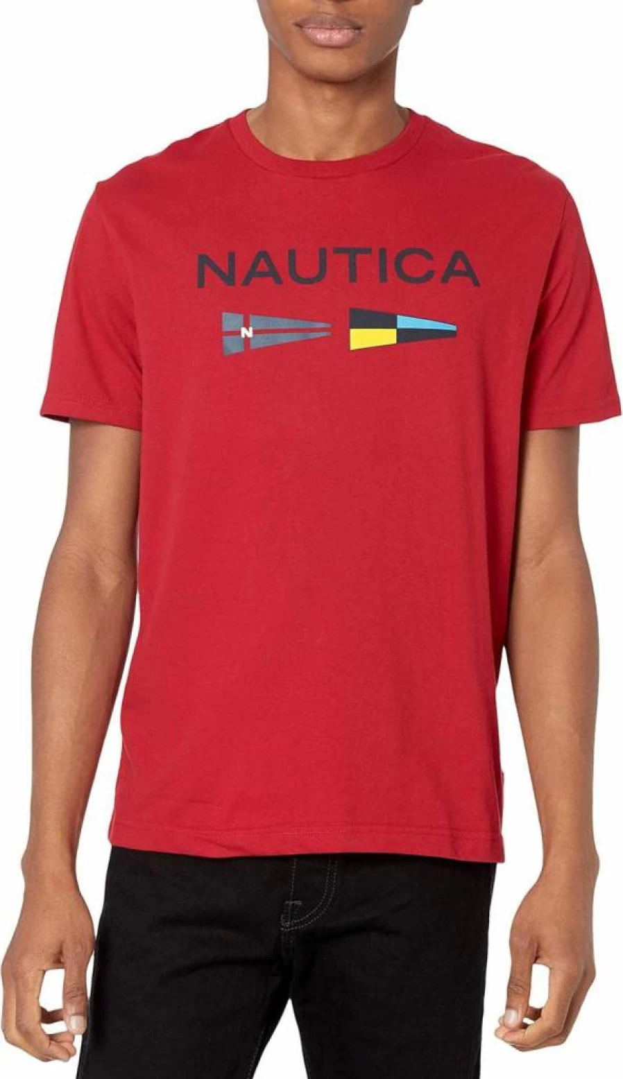 Nautica Men's Sustainable Signal Flag Logo Graphic Cotton T-Shirt – Eco-Friendly Casual Tee
