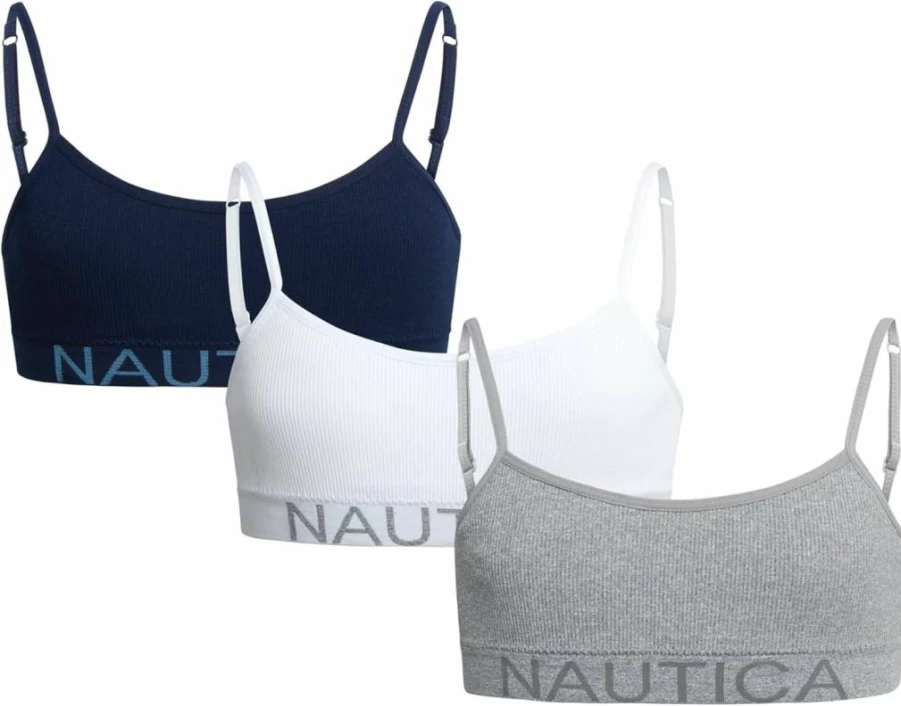 Nautica Girls Seamless Padded Training Bra - 3 Pack or 6 Pack Bralette with Removable Pads for Teens (Sizes S-XL)