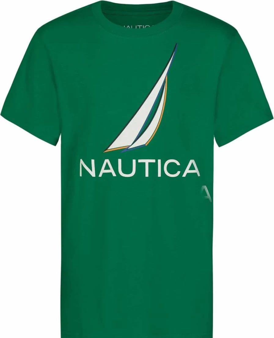 Nautica Boys' Soft Graphic T-Shirt for Kids - Comfortable Short Sleeve Crewneck Tee, Relaxed Fit Casual Top
