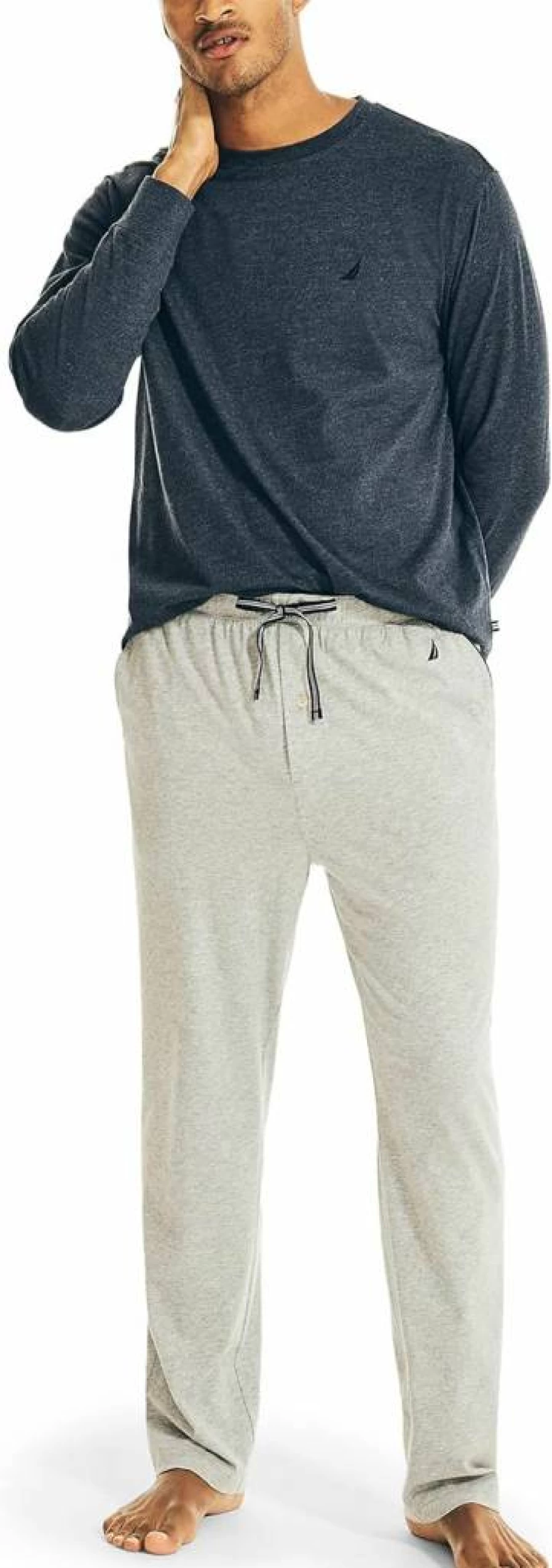 Nautica Men's J-Class Long Sleeve Sleep Shirt - Comfortable Nightwear for Men
