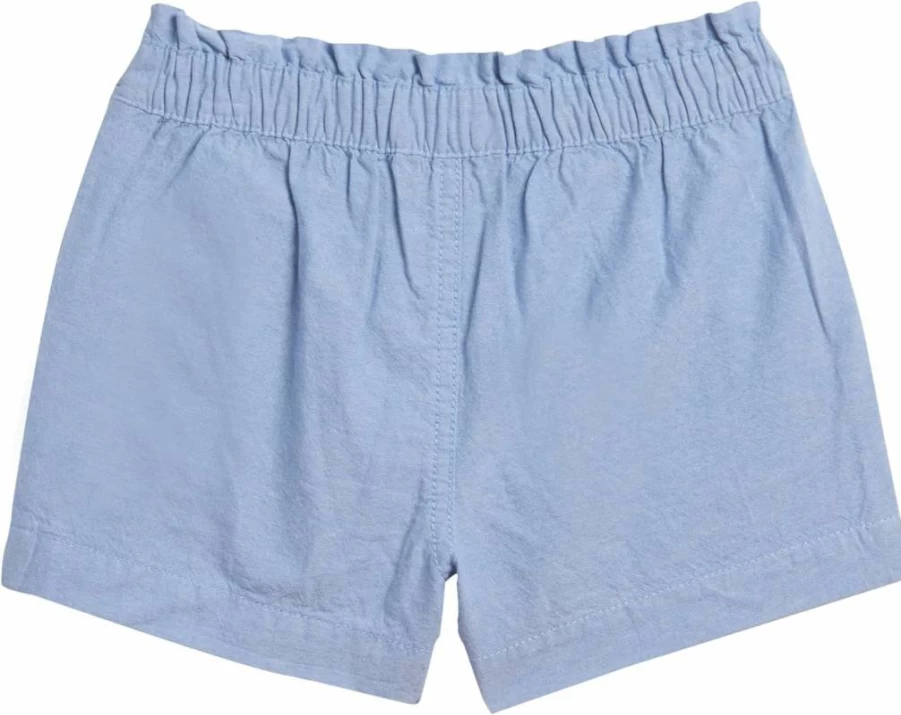 Nautica Girls' Lightweight Cotton Chambray Shorts with Ruffled Waistband & Pockets
