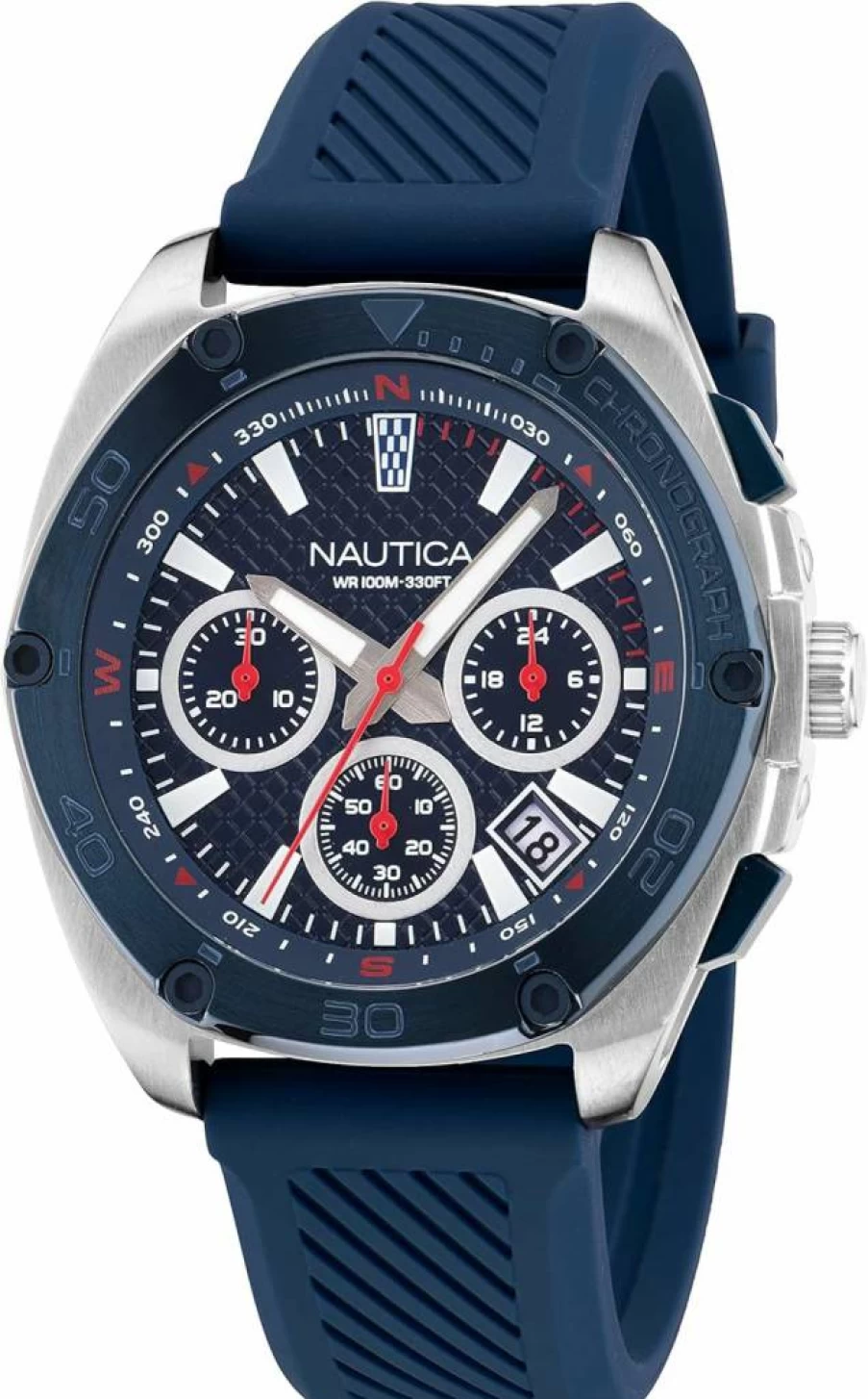 Nautica Men's Tin Can Bay Stainless Steel Bracelet & Blue Silicone Strap Watch - Recycled Material
