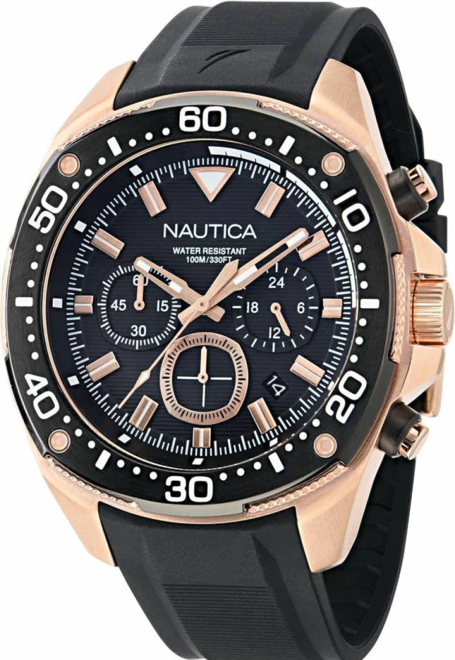 Nautica NCT Blue Sail Men's Watch with Silicone Strap - Waterproof Casual Sport Timepiece