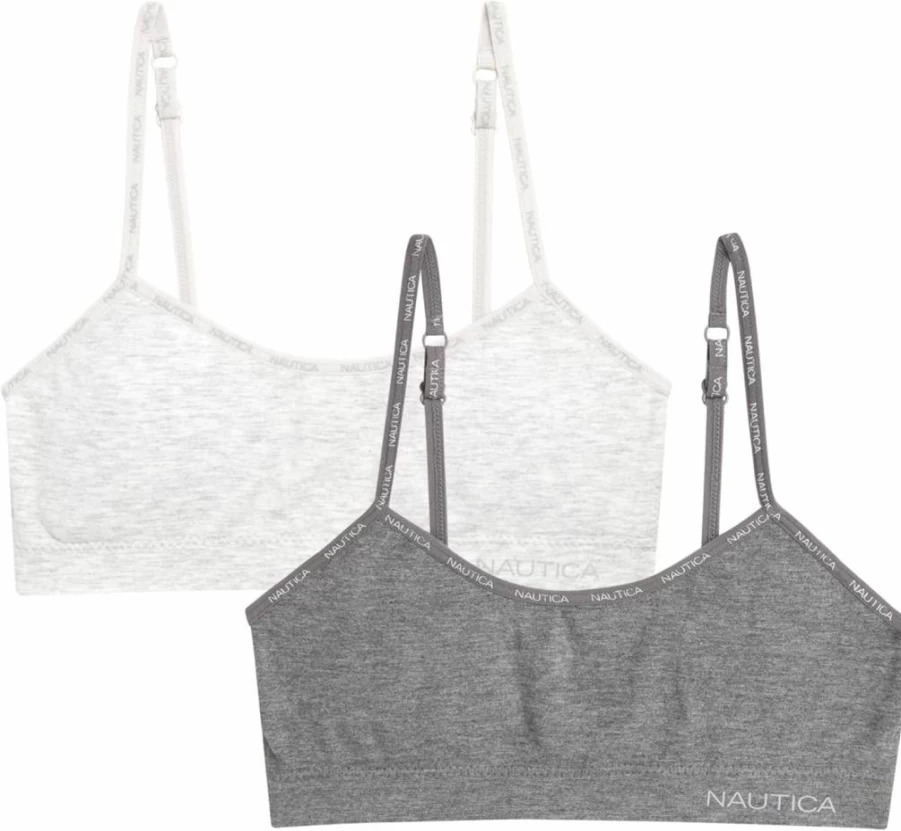 Nautica Girls Seamless Padded Training Bra - 2 Pack or 4 Pack Bralette with Removable Pads for Teens (Sizes S-XL)