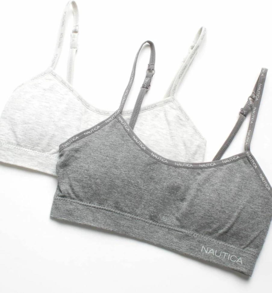 Nautica Girls Seamless Padded Training Bra - 2 Pack or 4 Pack Bralette with Removable Pads for Teens (Sizes S-XL)