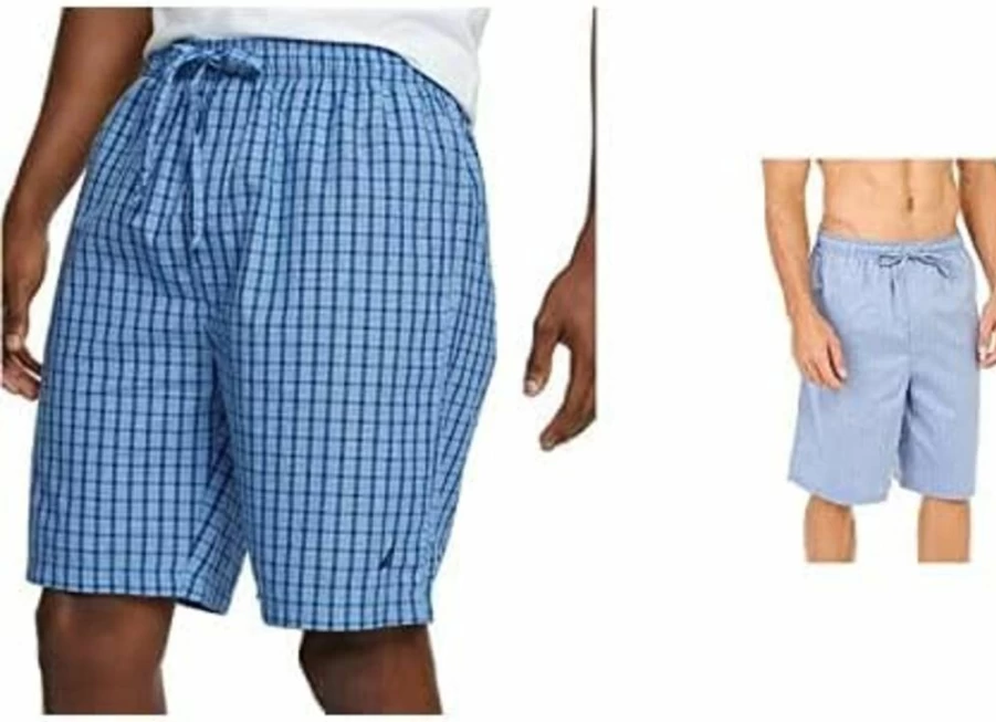 Nautica Men's 100% Cotton Elastic Waistband Sleep Shorts - Soft Woven Pajama Shorts for Comfortable Nightwear