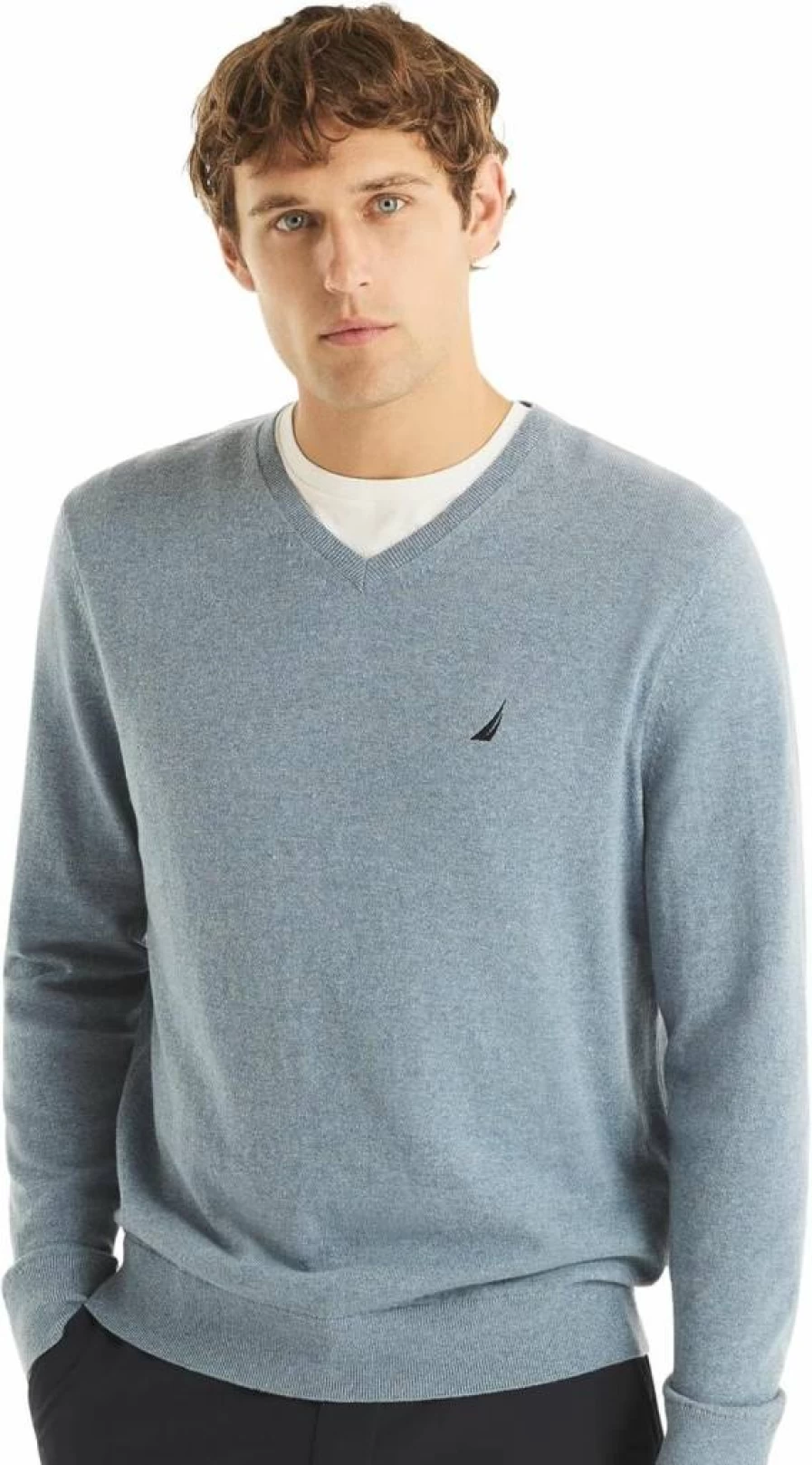 Nautica Men's Classic Fit V-Neck Sweater - Soft NavTech Knit Casual Pullover
