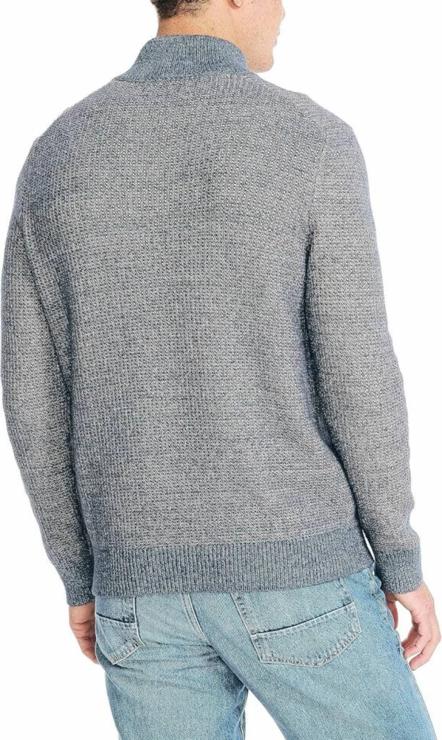Nautica Men's Sustainable Waffle Knit Mock Neck Sweater - Eco-Friendly Cotton Pullover