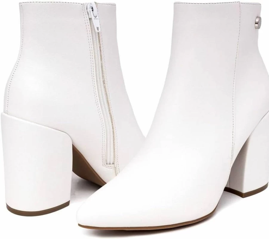 Nautica Yeva Women's Winter Boots - Pointed Toe Ankle Booties with Block Heel & Side Zipper