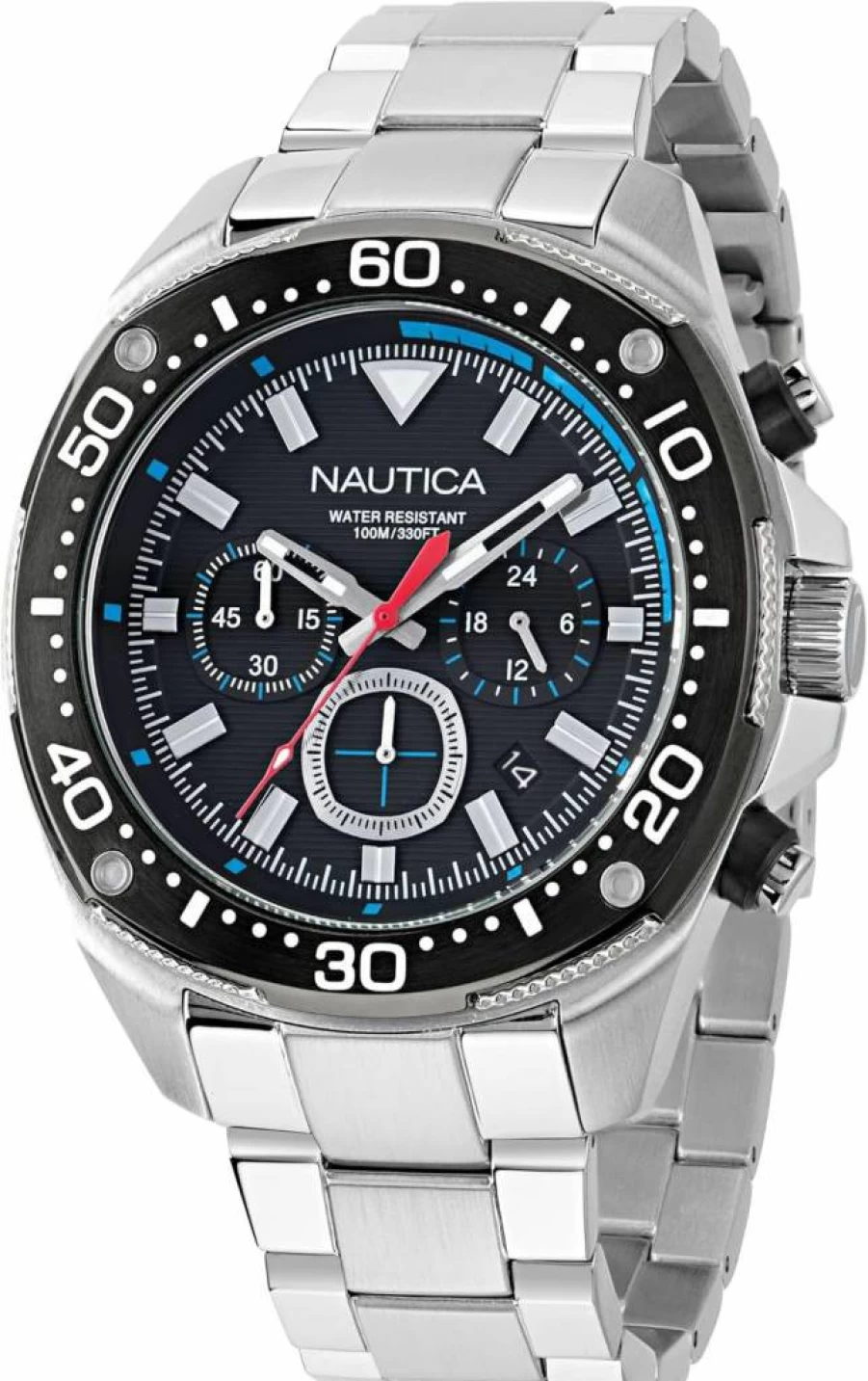 Nautica NCT Blue Sail Stainless Steel Men's Waterproof Chronograph Bracelet Watch