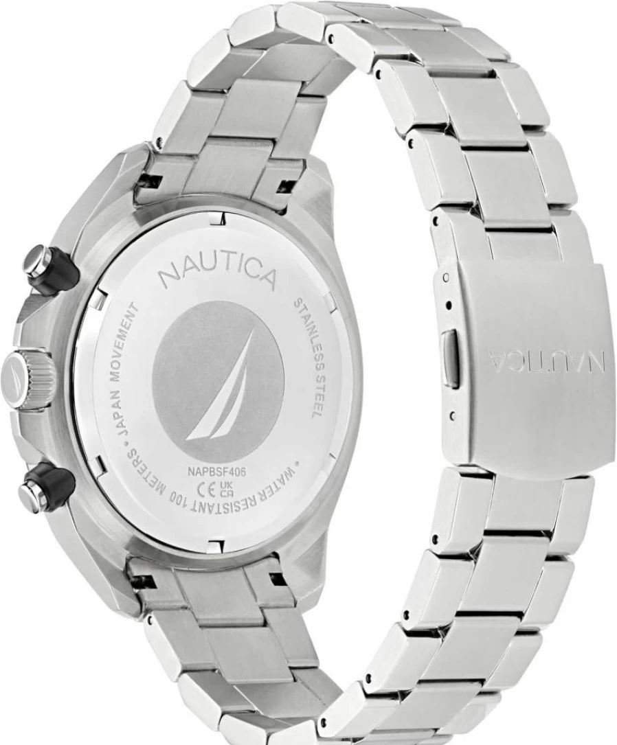 Nautica NCT Blue Sail Stainless Steel Men's Waterproof Chronograph Bracelet Watch