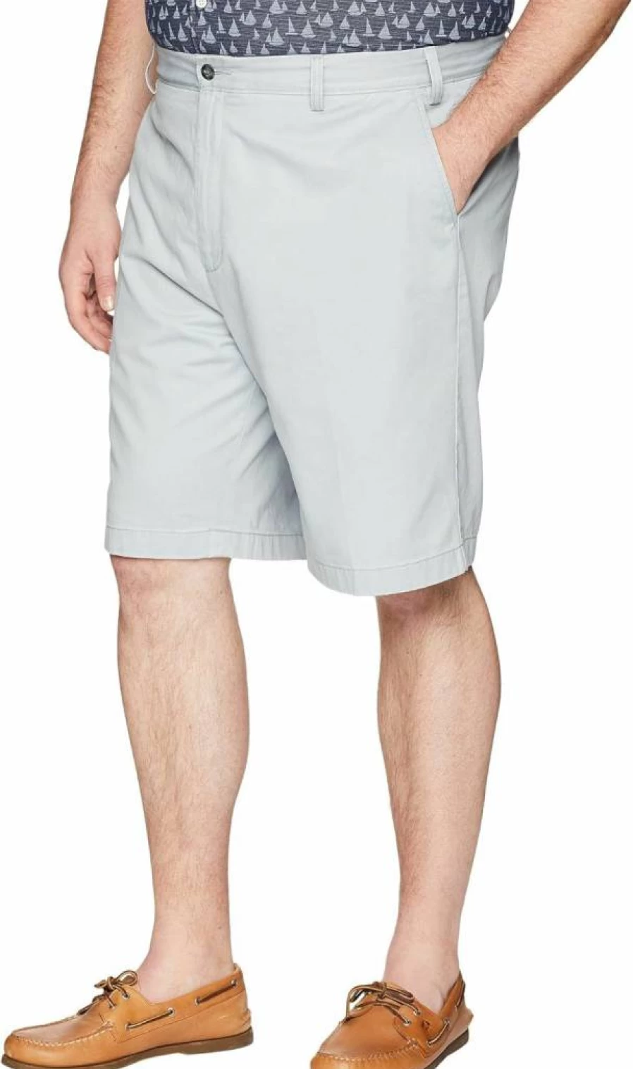 Nautica Men's Big & Tall Cotton Twill Chino Shorts Flat Front Casual Summer