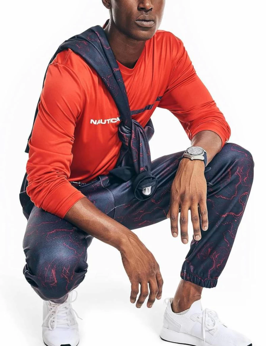 Nautica Men's Sustainable Competition Jogger Pants - Eco-Friendly Printed Athletic Lounge Pants