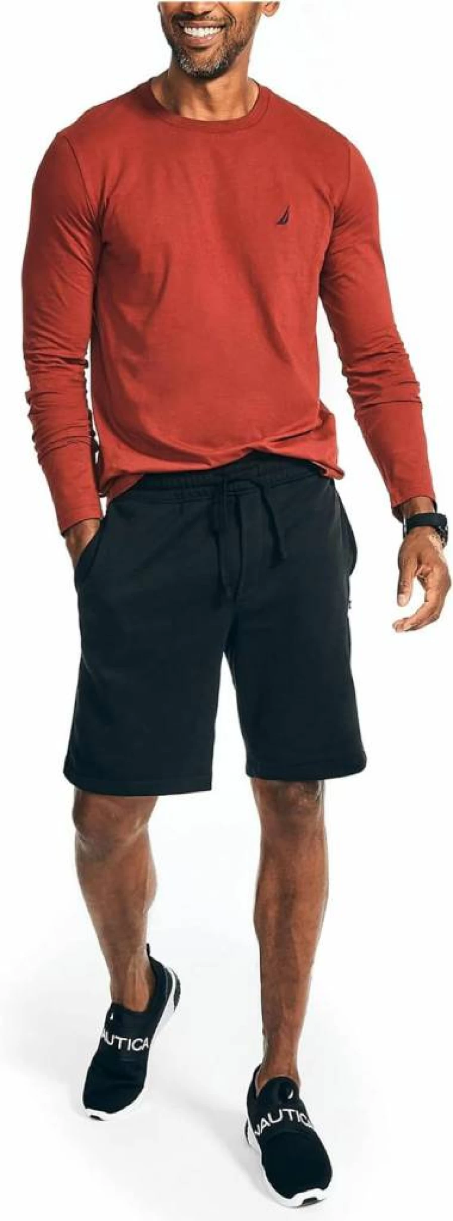 Nautica Men's Solid Fleece Shorts 9 Inch Inseam True Black Small Comfortable Casual Athletic