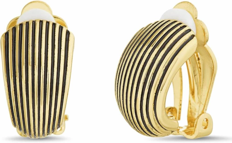 Nautica Women's Clip-On Hoop Earrings - Textured Shell Design for Stylish Look