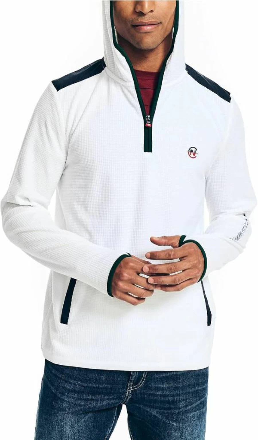 Nautica Men's Sustainable Quarter-Zip Hoodie – Eco-Friendly Athletic Pullover for Competition & Casual Wear