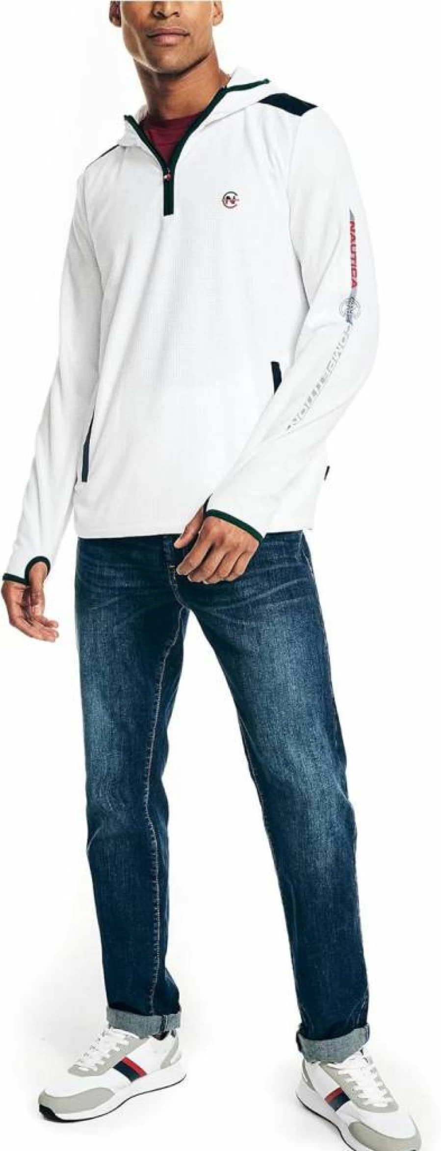 Nautica Men's Sustainable Quarter-Zip Hoodie – Eco-Friendly Athletic Pullover for Competition & Casual Wear
